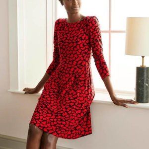 EUC Women's 10R Boden Red & Black splotch jersey dress with pockets